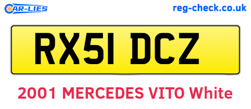 RX51DCZ are the vehicle registration plates.