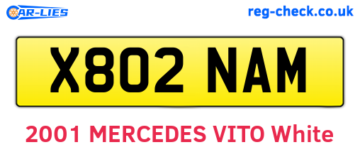 X802NAM are the vehicle registration plates.