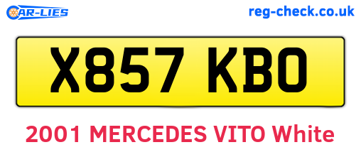 X857KBO are the vehicle registration plates.