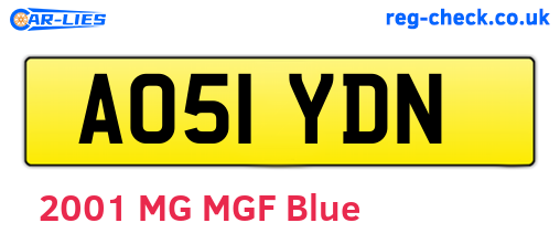 AO51YDN are the vehicle registration plates.
