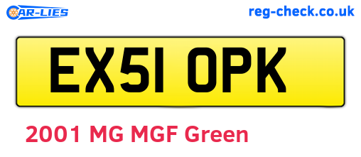 EX51OPK are the vehicle registration plates.