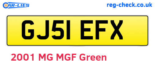 GJ51EFX are the vehicle registration plates.