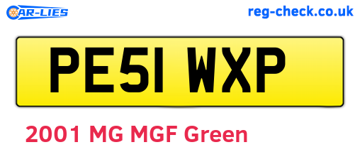 PE51WXP are the vehicle registration plates.