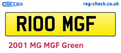 R100MGF are the vehicle registration plates.