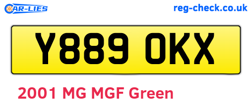 Y889OKX are the vehicle registration plates.