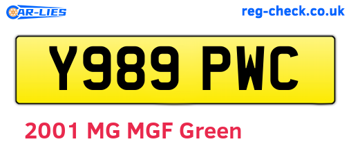 Y989PWC are the vehicle registration plates.