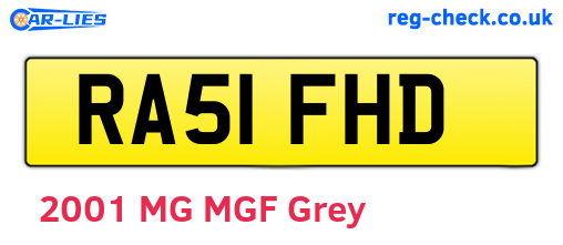 RA51FHD are the vehicle registration plates.