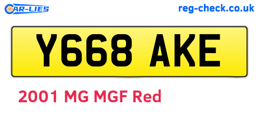 Y668AKE are the vehicle registration plates.