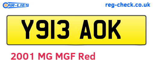 Y913AOK are the vehicle registration plates.