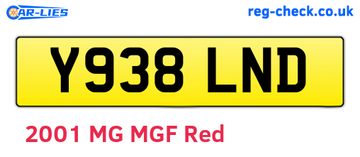 Y938LND are the vehicle registration plates.