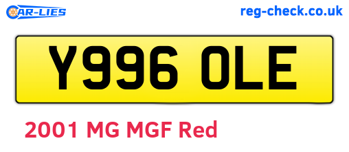 Y996OLE are the vehicle registration plates.