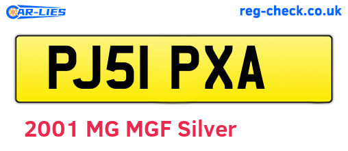 PJ51PXA are the vehicle registration plates.