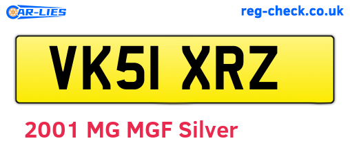 VK51XRZ are the vehicle registration plates.