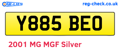 Y885BEO are the vehicle registration plates.