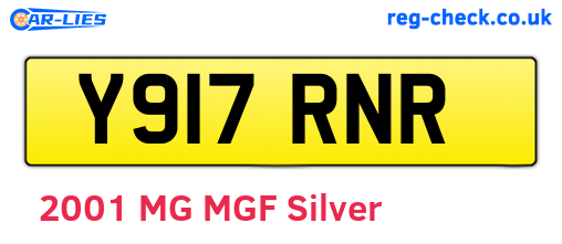 Y917RNR are the vehicle registration plates.