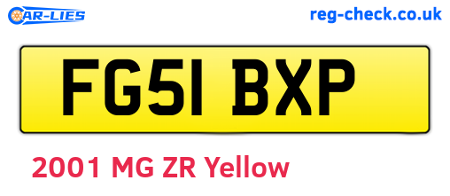 FG51BXP are the vehicle registration plates.