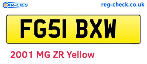 FG51BXW are the vehicle registration plates.