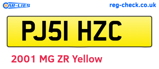 PJ51HZC are the vehicle registration plates.