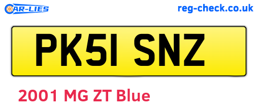 PK51SNZ are the vehicle registration plates.