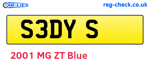 S3DYS are the vehicle registration plates.