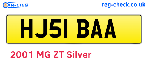 HJ51BAA are the vehicle registration plates.