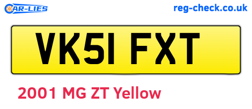 VK51FXT are the vehicle registration plates.