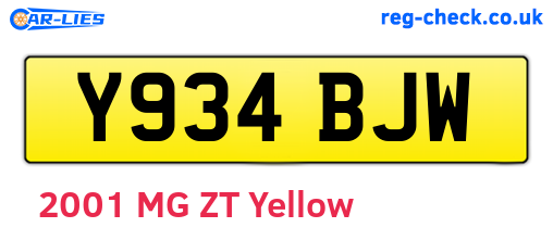 Y934BJW are the vehicle registration plates.