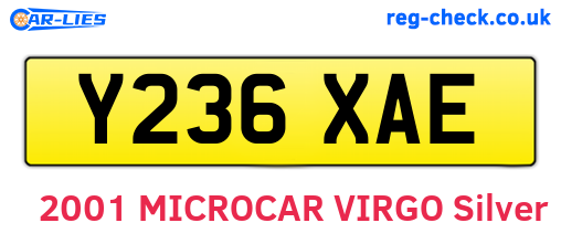 Y236XAE are the vehicle registration plates.