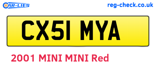 CX51MYA are the vehicle registration plates.