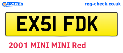 EX51FDK are the vehicle registration plates.