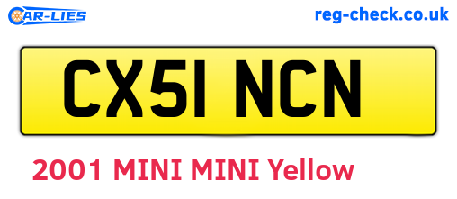 CX51NCN are the vehicle registration plates.