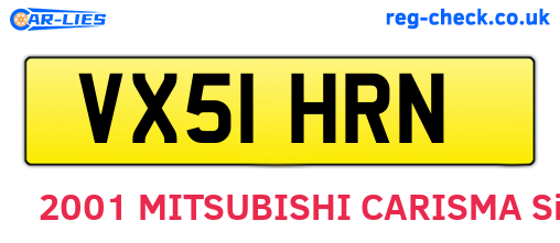 VX51HRN are the vehicle registration plates.