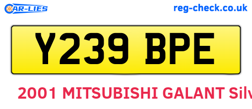 Y239BPE are the vehicle registration plates.