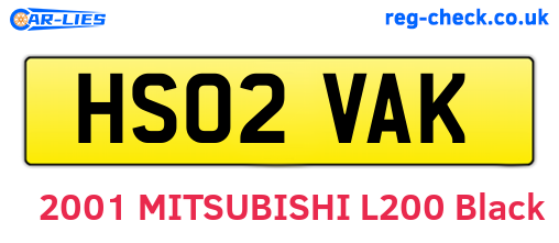 HS02VAK are the vehicle registration plates.