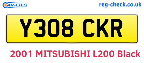 Y308CKR are the vehicle registration plates.