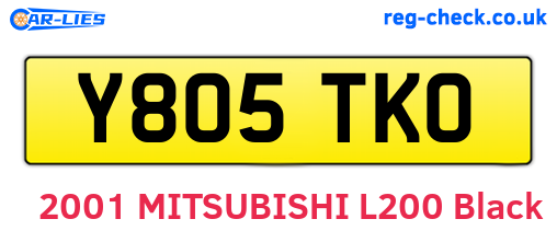 Y805TKO are the vehicle registration plates.