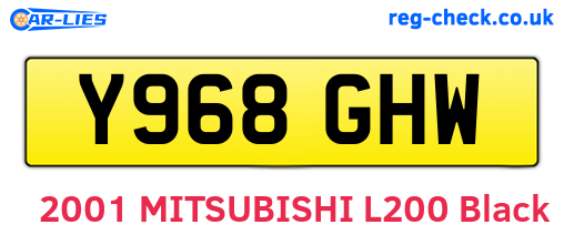 Y968GHW are the vehicle registration plates.