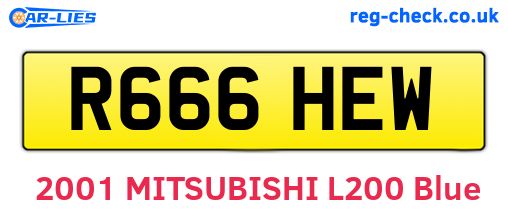 R666HEW are the vehicle registration plates.