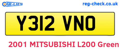 Y312VNO are the vehicle registration plates.
