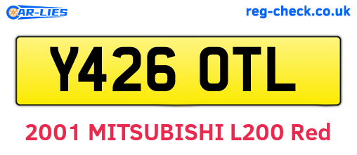 Y426OTL are the vehicle registration plates.