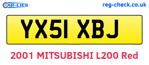 YX51XBJ are the vehicle registration plates.