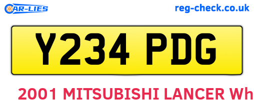 Y234PDG are the vehicle registration plates.