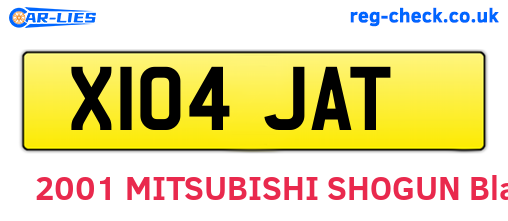 X104JAT are the vehicle registration plates.