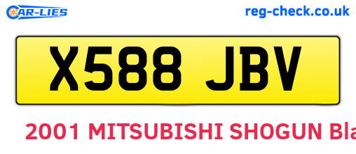 X588JBV are the vehicle registration plates.