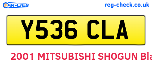 Y536CLA are the vehicle registration plates.