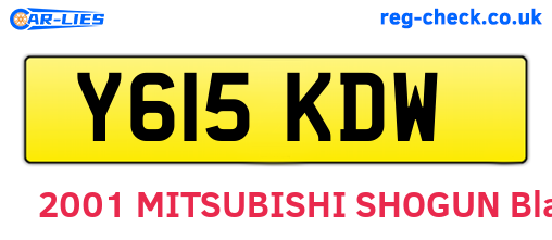 Y615KDW are the vehicle registration plates.