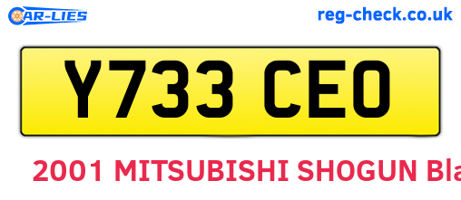 Y733CEO are the vehicle registration plates.