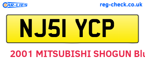NJ51YCP are the vehicle registration plates.