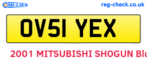 OV51YEX are the vehicle registration plates.