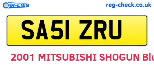 SA51ZRU are the vehicle registration plates.